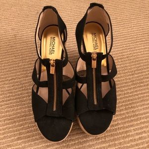 Michael Kors black strap wedges